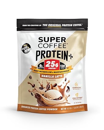 Super Coffee Protein+ Instant Coffee Vanilla, 0g Sugar 25g Protein, 14oz