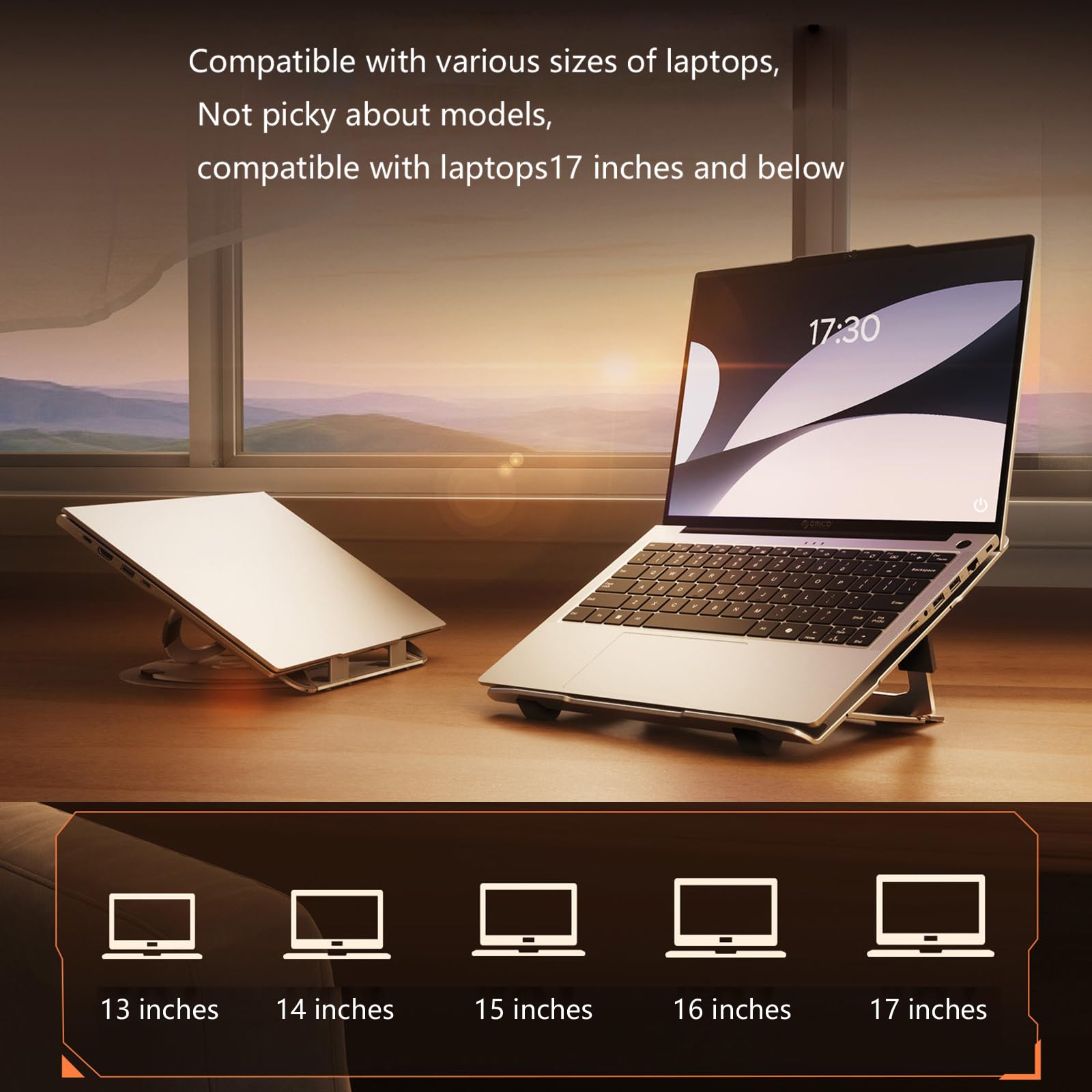 Supporto portatile in alluminio per notebook con design pieghevoli e funzione di raffreddamento Supporto per laptop con raffreddamento