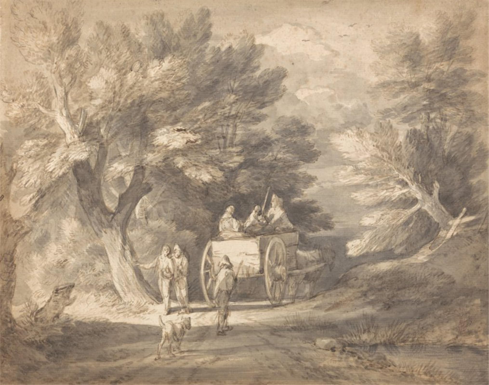 SERENDIPITP Vintage Wall Art Canvas Nordic Poster Canvas Print Picture Wooded Landscape with Country Cart and Figures Walking Down a Lane by Gainsborough Wall Art Poster for Home Decor 60x90cm