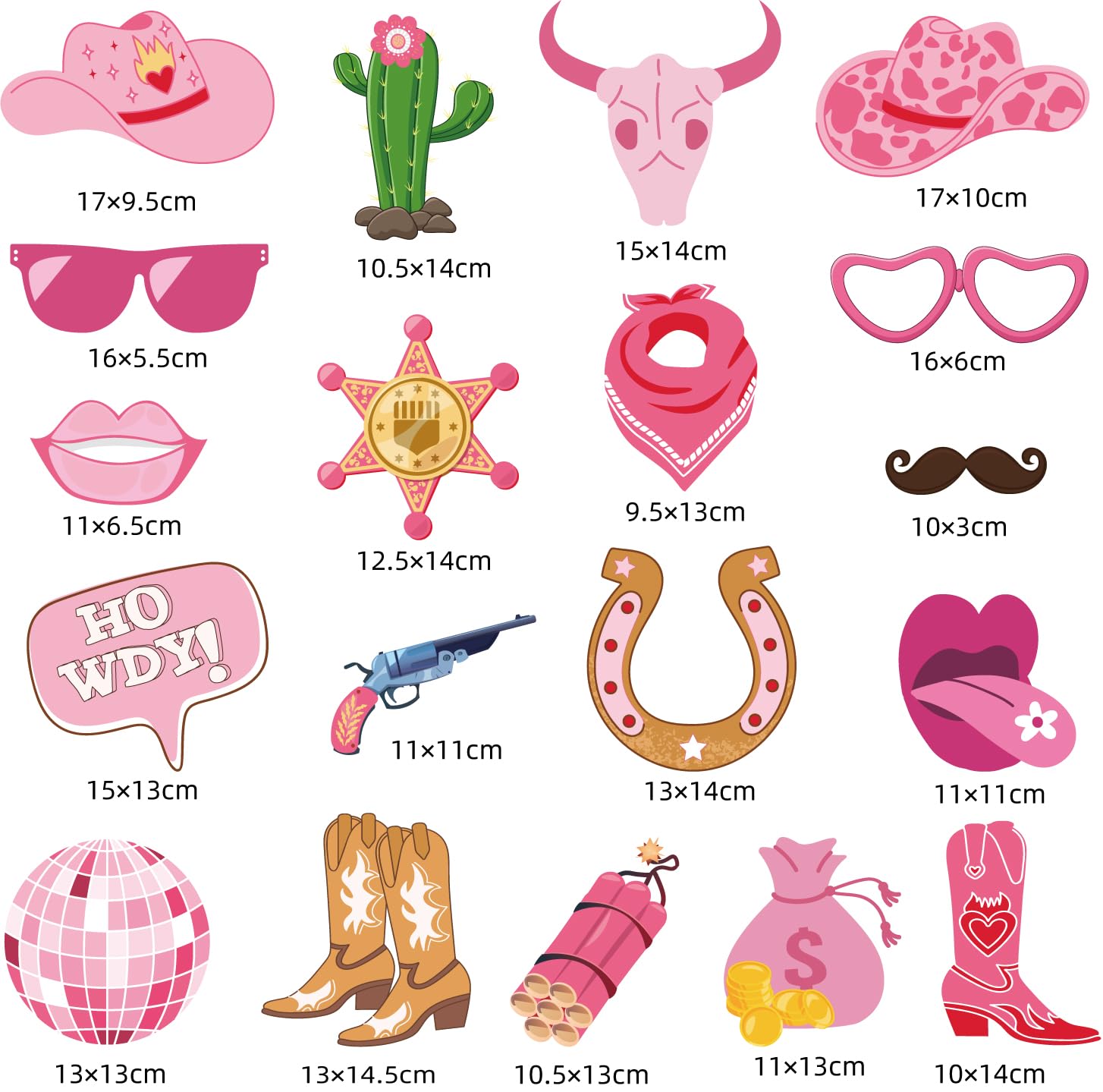 SKIRUP 19 Pieces West Cowgirl Photo Booth Props Kit, Cowgirl Western Party Decorations Selfie Props for Western Cowboy Theme Party Favors Supplies (Cowgirl)