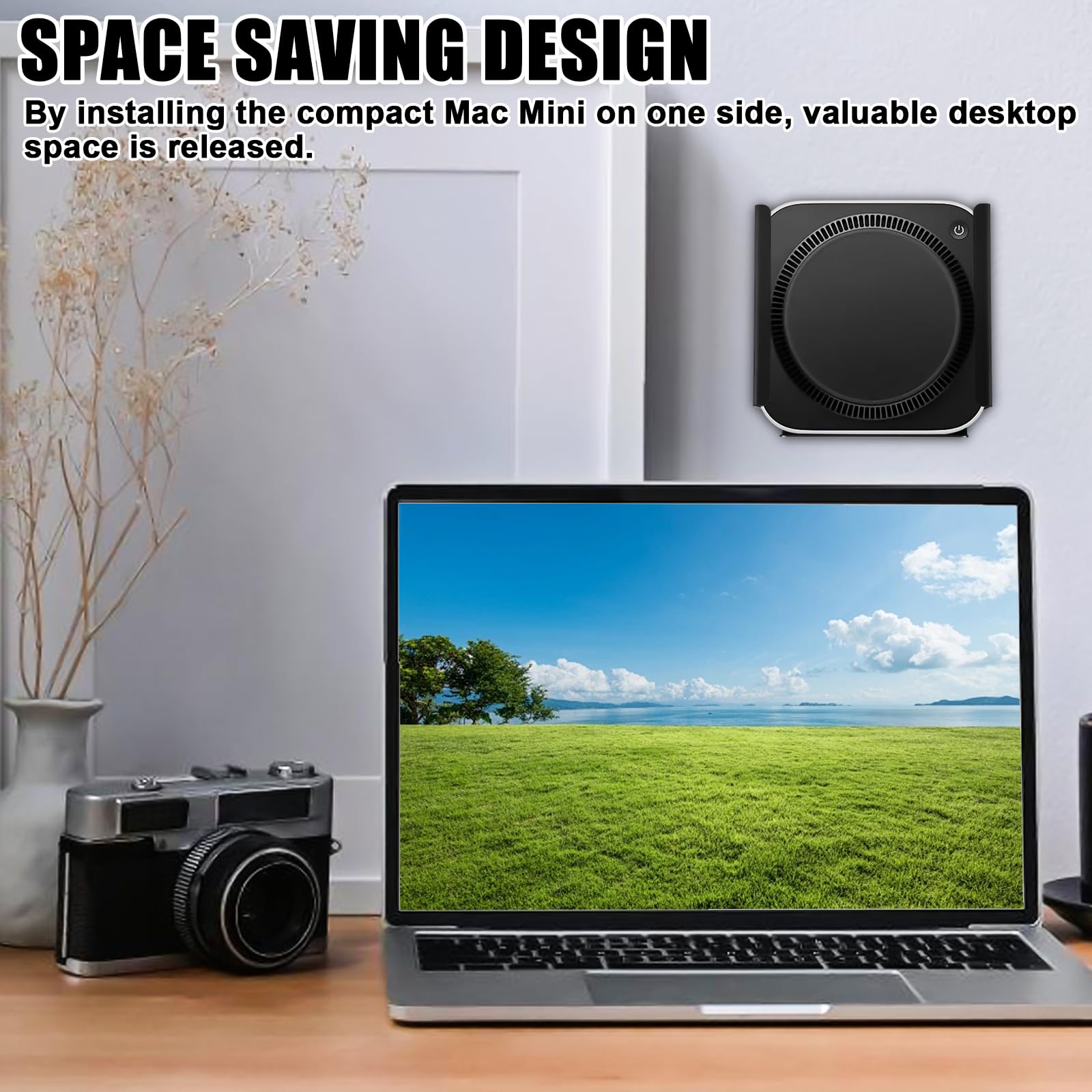 GBKDQQ Uchwyt pod stół Mac mini M4 ze stopu aluminium, 2024 Mac mini M4 Pro, uchwyt ścienny, kompatybilny z uchwytem do monitora VESA lub ścianką gipsową, z ochroną przed zadrapaniami i odprowadzaniem