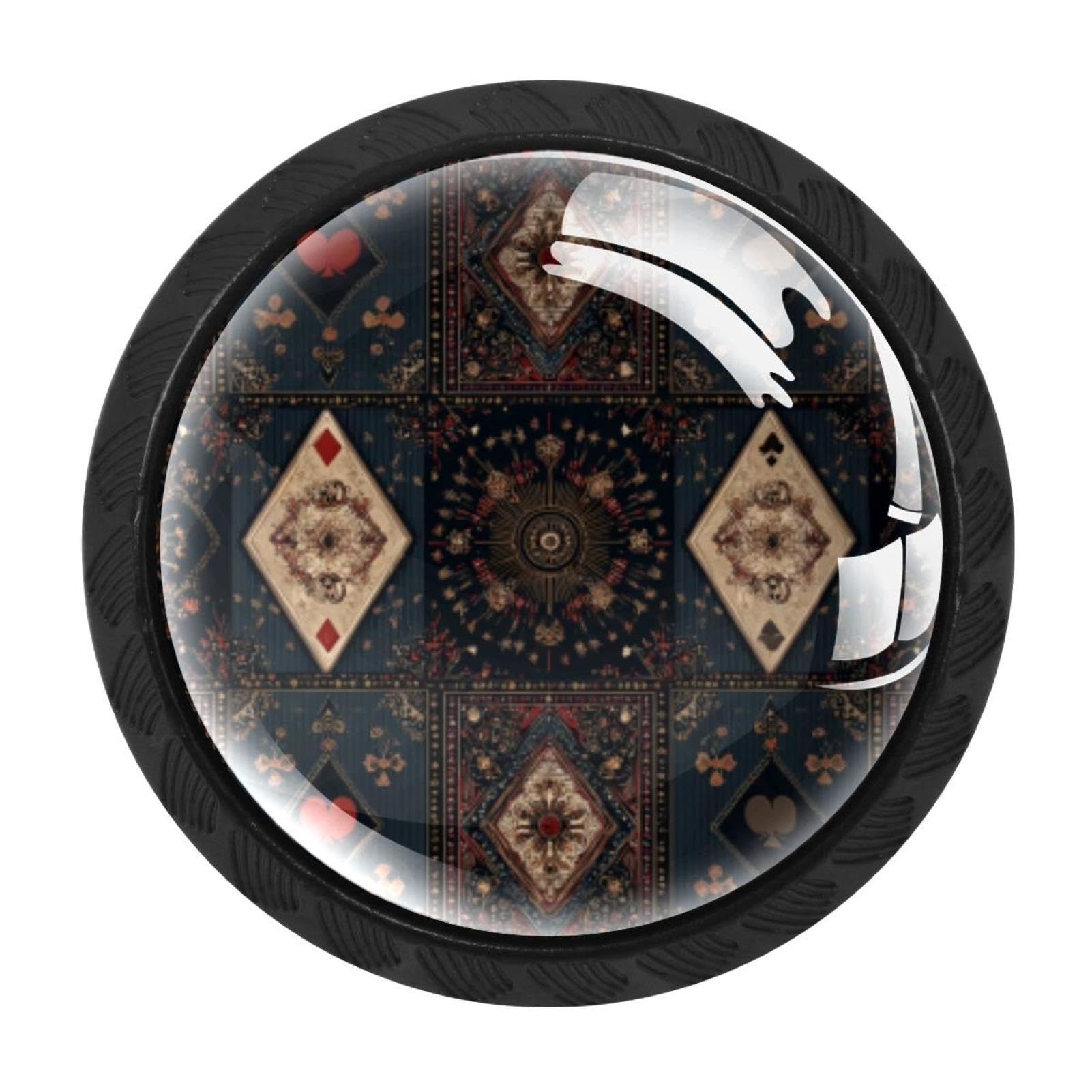 CHENZZZZ 4 Pack Poker Aesthetic Vintage Pattern (3) Drawer Knob Cabinet Hardware