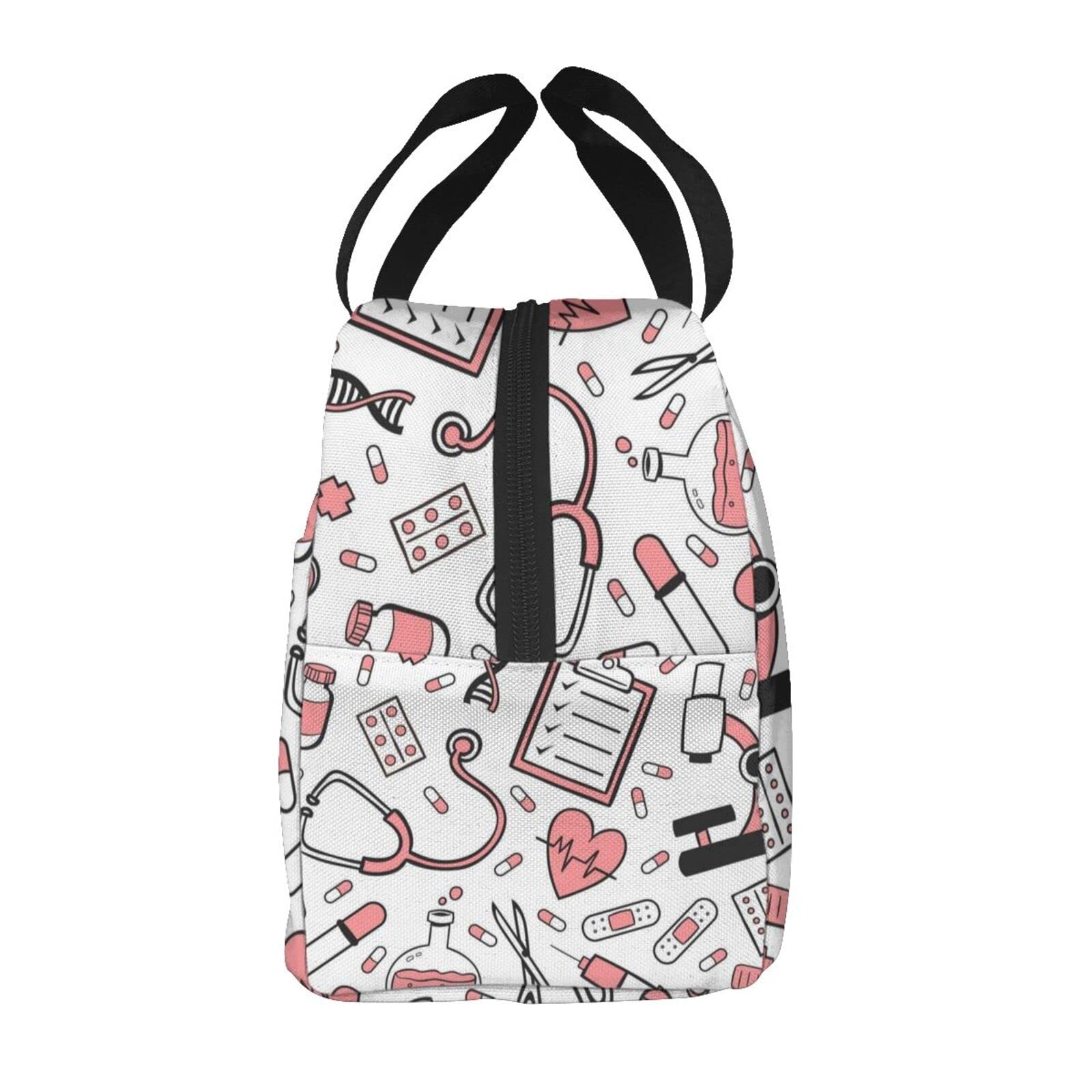Borsa Termica Pranzo A Tema Infermiera, Tote Bag Isolata Riutilizzabile Per Lavoro, Picnic E Viaggi, Leggera Con Tasca Frontale - 3