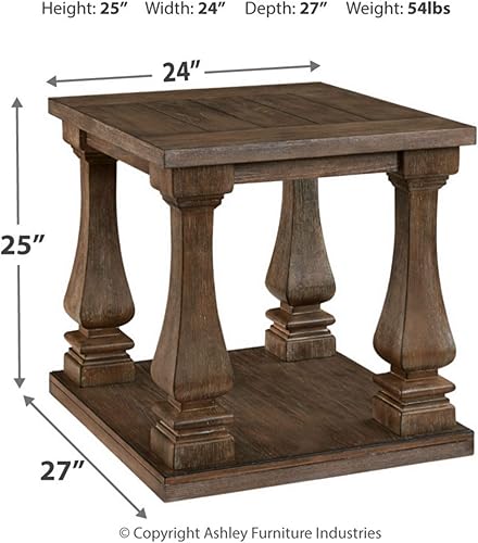 Miniatura 3 de Signature Design by Ashley Johnelle Modern Country - Mesa auxiliar rectangular, color marrón desgastado