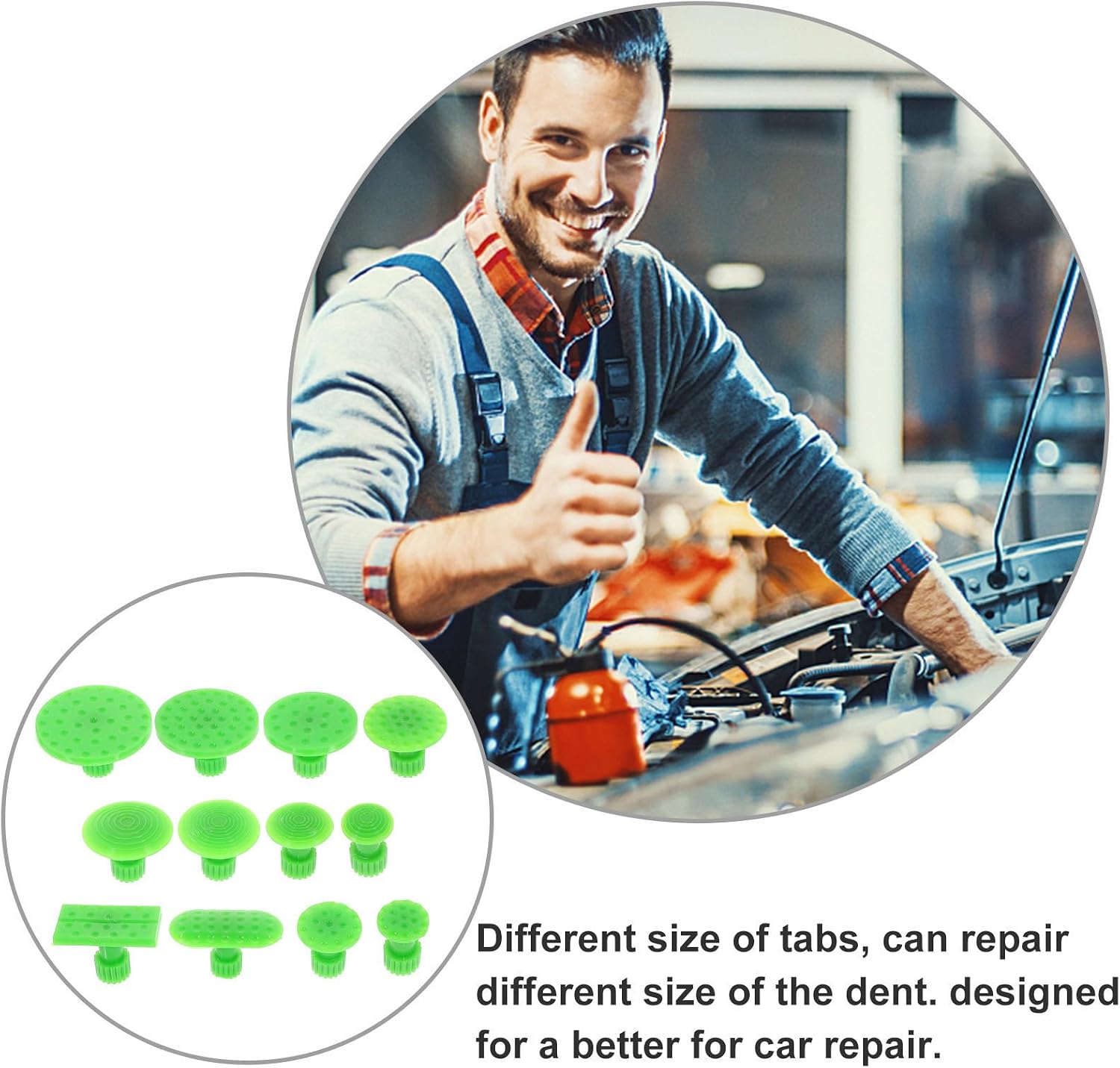 SHOWERORO 12pcs Green ABS Dent Puller Tabs for Auto Body Repair