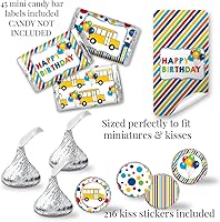 Vista 4 de El paquete de fiesta de cumpleaños de Wheels on the Bus incluye 20 invitaciones y tarjetas de agradecimiento con sobres + 2 tamaños diferentes