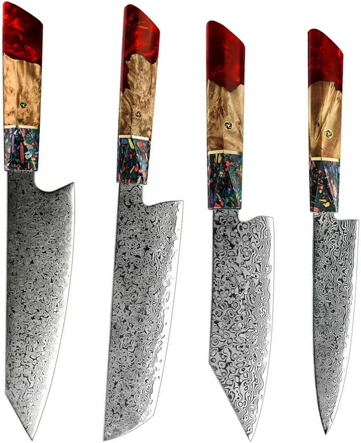 High Carbon Steel Kitchen kiritsuke santoku chef Utility Knife Set with G10&wood&resin(4pcs)
