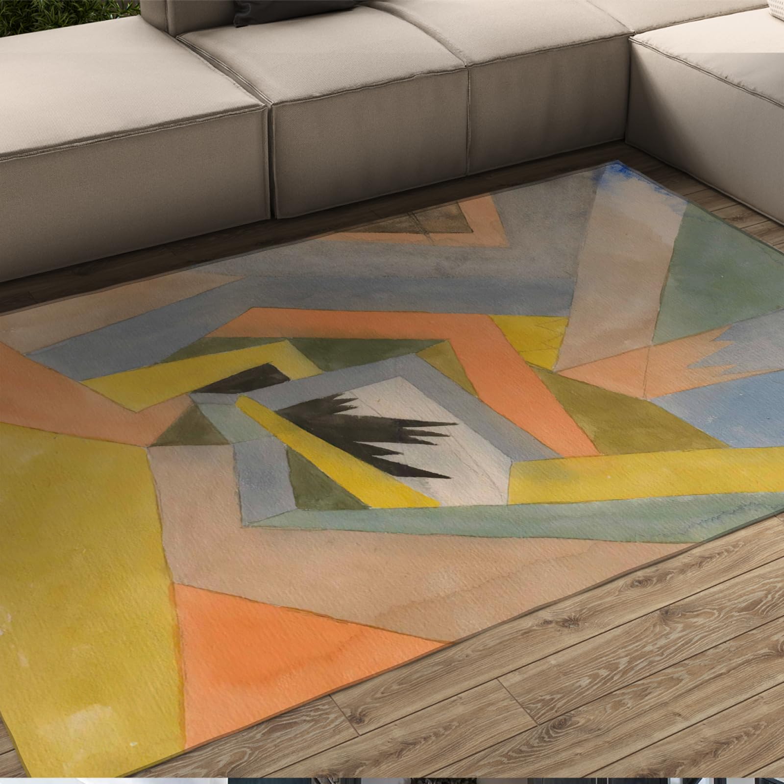 Tapis Paul Klee style 120x240cm lavable pour salon et chambre