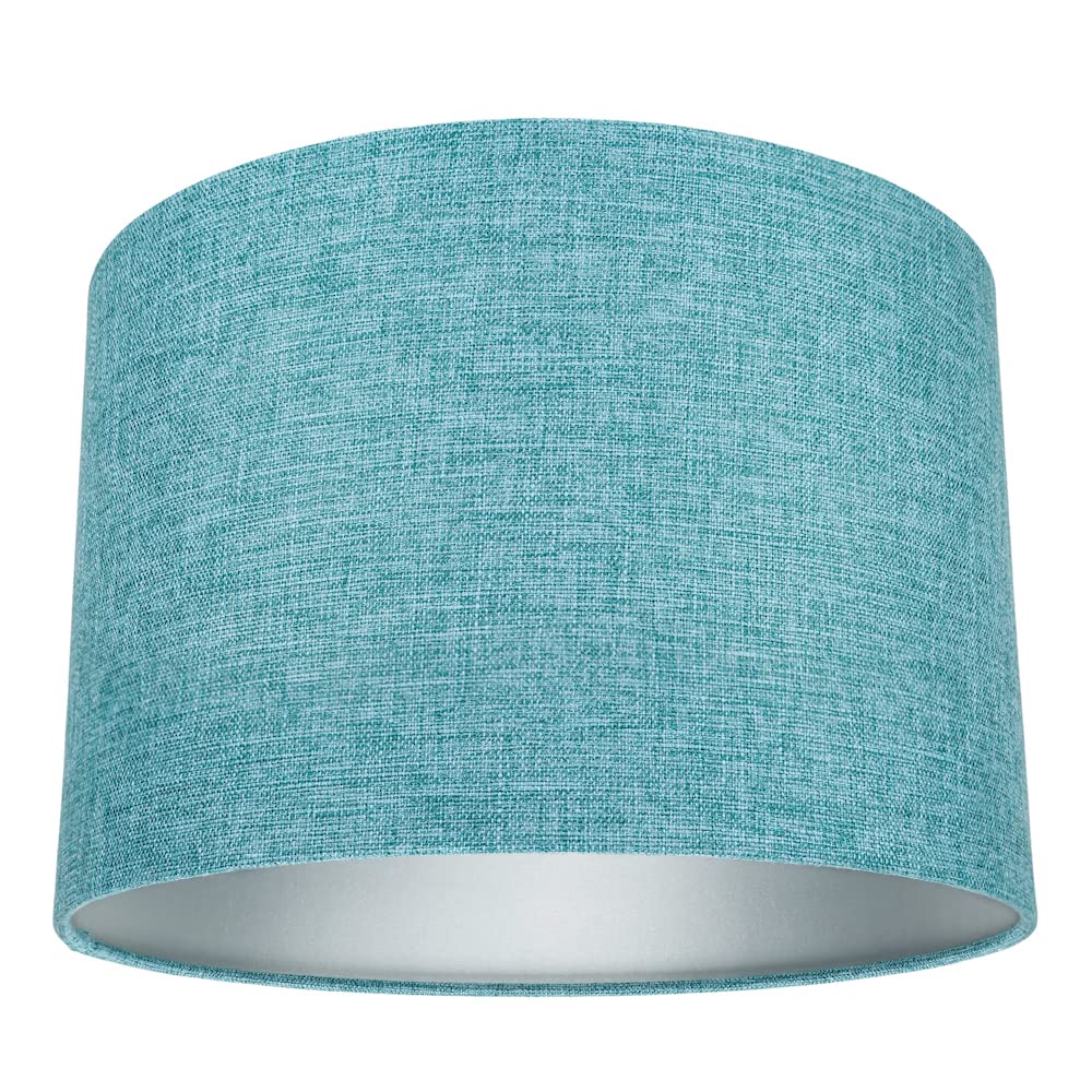 Contemporary and Sleek 12 Inch Rustic Orange Linen Fabric Drum Lamp Shade 60w Maximum | 30cm Diameter | for Table Lamp or Pendant by Happy Homewares — view 24