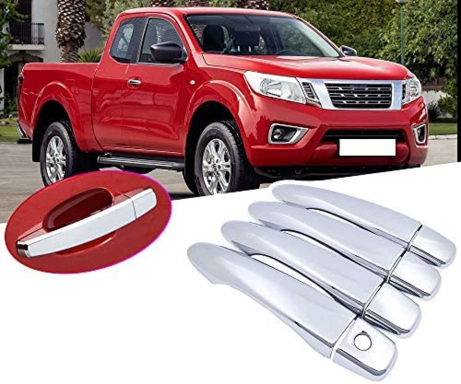 Set 4 Couvercles Poignées De Porte Argent/Carbone Pour Nissan Navara NP300 D23 2015-2019 – Look Personnalisé