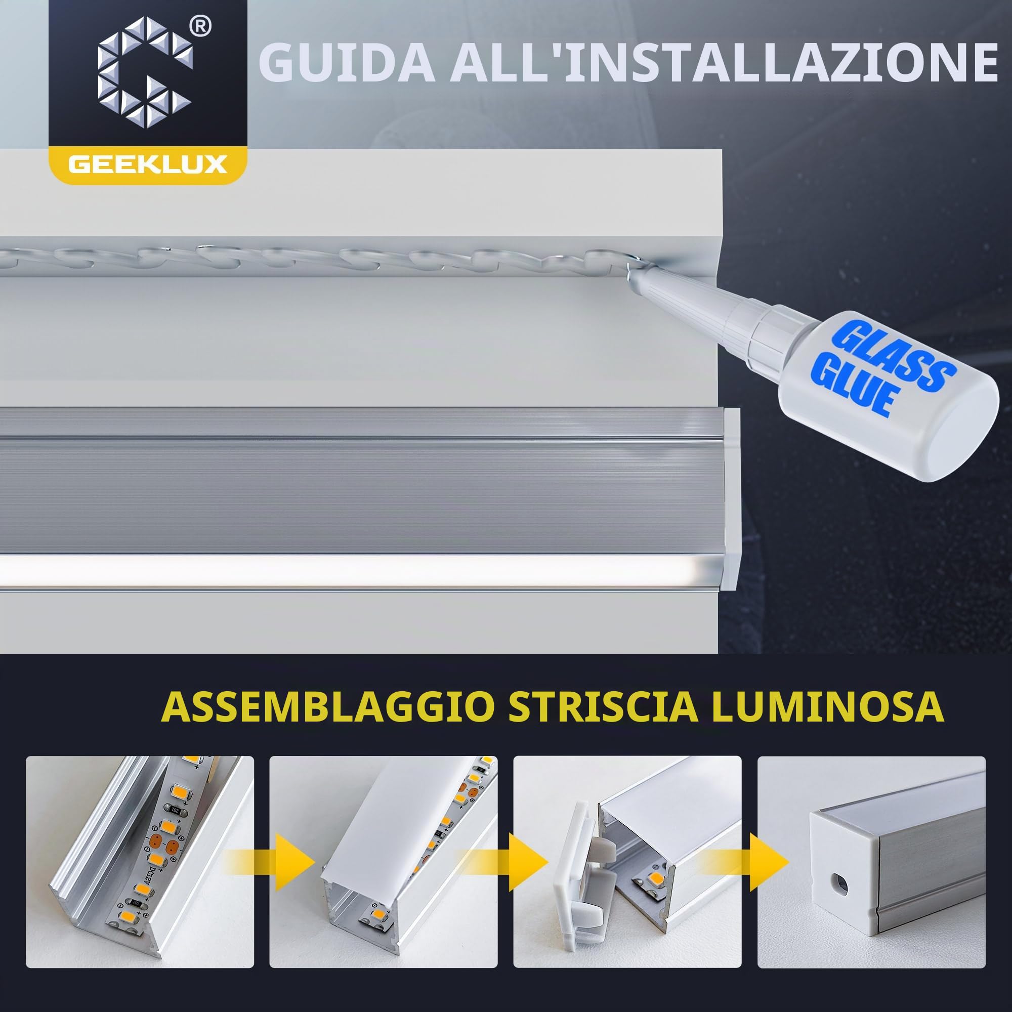 10 x Profilo LED da 2 m per Strisce Led (Totale 20 m), Profilo Alluminio 20 x 20 mm con Diffusore Opaco, Canale U per Striscia Led fino a 15 12 mm, Compatibile con Cartongesso e Soffitto