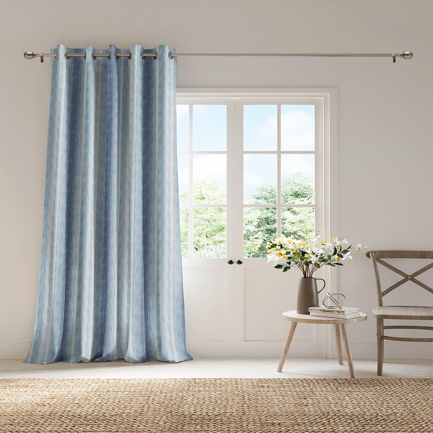 Ddecor Curtain Pack of 1, Polyster Digital Print Curtain, Large Door 9 FT, Amalia, Room Darkening |135 CM X 270 CM, Blue-image-5