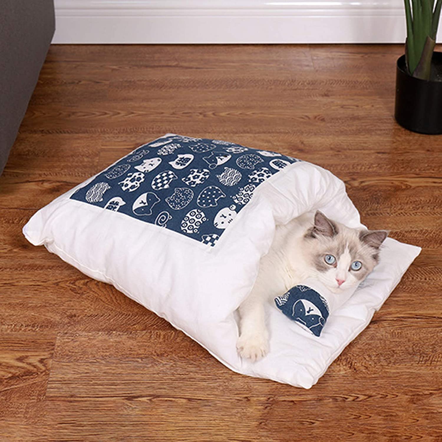 Katzenschlafsack 65x50cm - Warmer Kuschelsack Mit Kissen Für Katzen