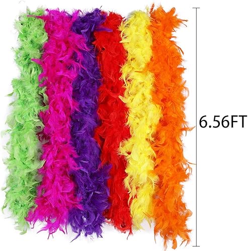 Miniatura 2 de Max Fun 6 Boas coloridas de plumas para fiesta, a granel para mujeres y niñas, 6.56 pies para decoraciones de fiesta de Mardi Gras, disfraces