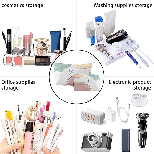 Miniatura 5 de LYDZTION 2 bolsas de maquillaje de pana para mujeres, bolsa de maquillaje pequeña para bolso de viaje, bolsa de aseo de almacenamiento, bolsa