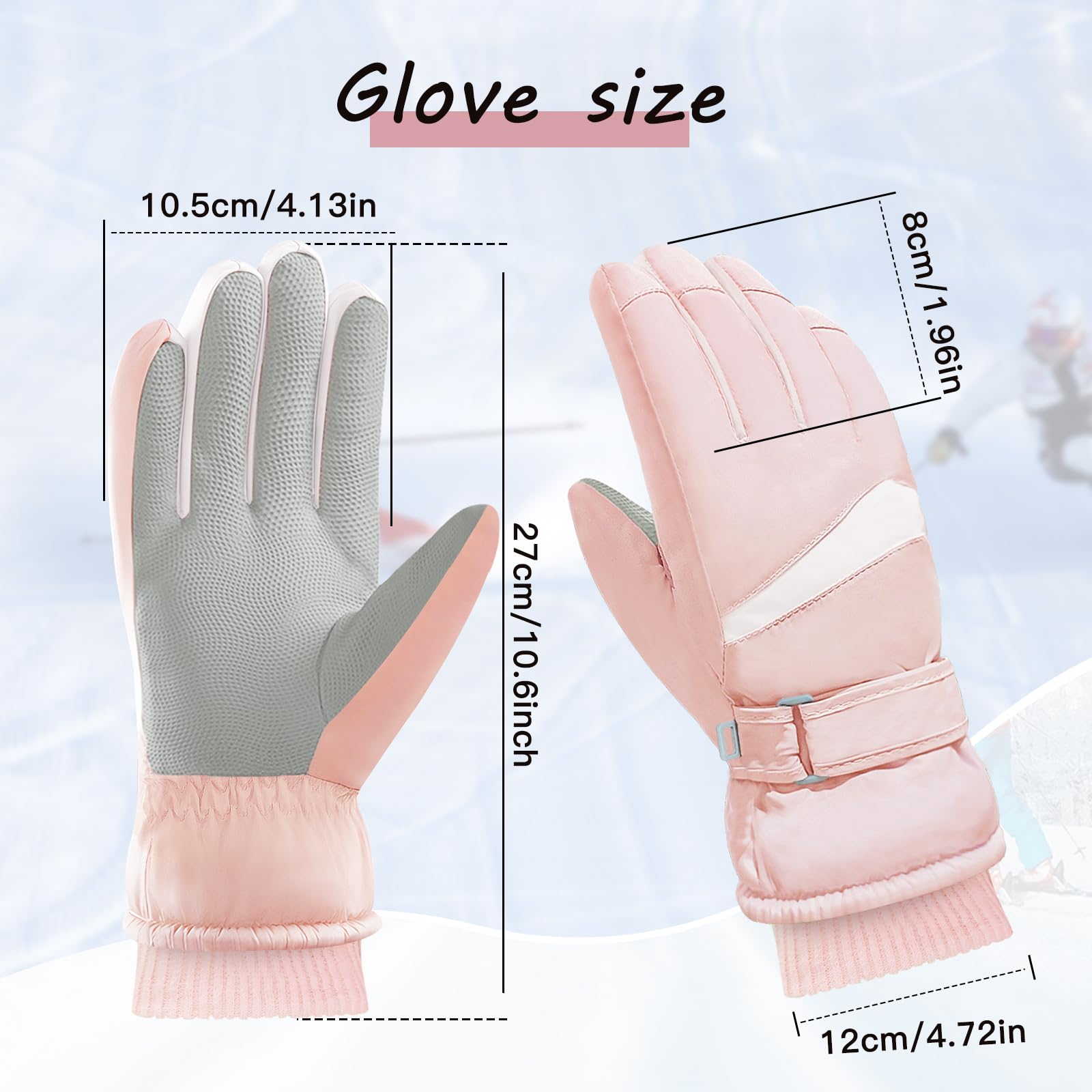Damen-Skihandschuhe, winddicht, Thermo-Touchscreen-Handschuhe, wasserdicht, Winter, warm, Schneehandschuh für Skifahren, Radfahren, Outdoor-Sport