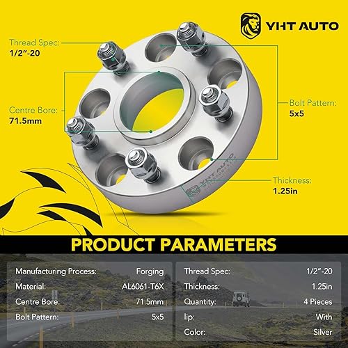 Miniatura 10 de YHTAUTO Espaciadores de rueda de 5 x 5 de 1.25 pulgadas compatibles con Jeep Grand Cherokee Wrangler Commander 1999-2018 separadores de neumáticos