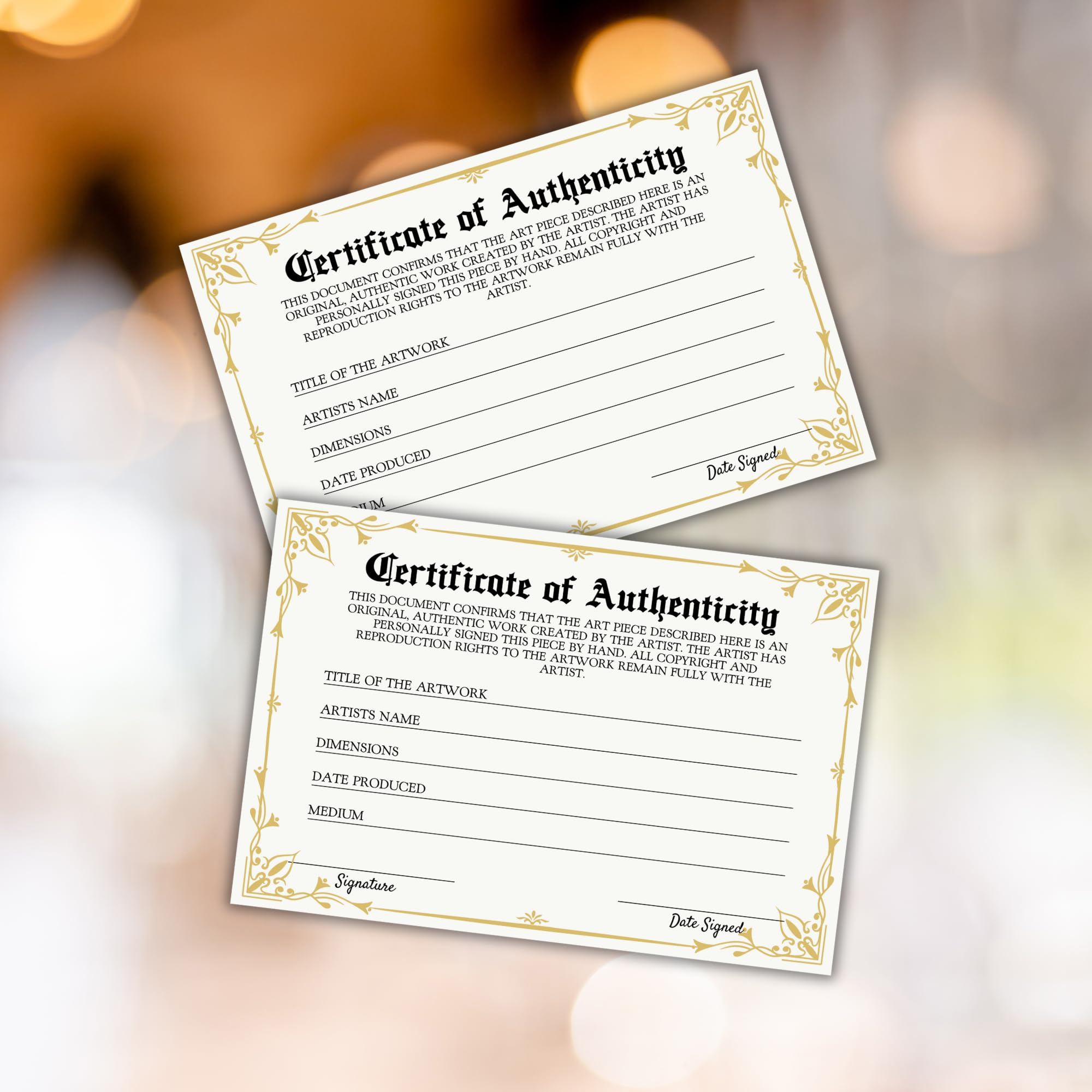 Amazon.com: Certificate of Authenticity 30pk 6x9” Postcard for