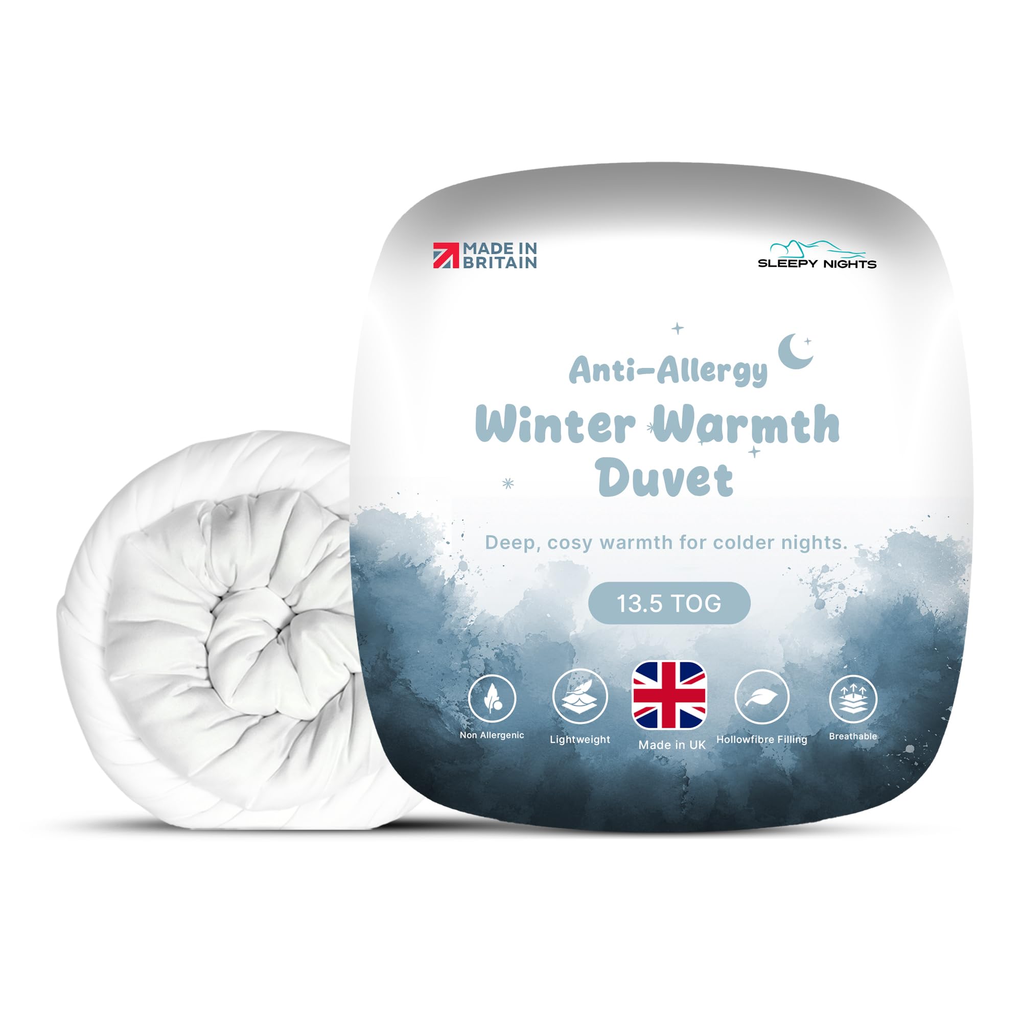 SleepyNights 13.5 Tog Double Duvet Quilt – Winter Warm Extra Cosy Bedding – Anti Allergy Hollowfibre Duvet, Soft & Breathable – Made in UK & Non-Allergenic (200 x 200cm)