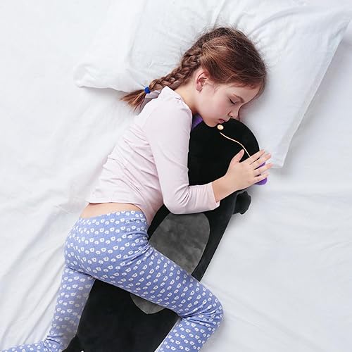 Miniatura 5 de Almohada corporal suave de felpa de ajolote negro gigante de 19.7 pulgadas, muñeca de juguete de animales de peluche de ajolote grande para niños,