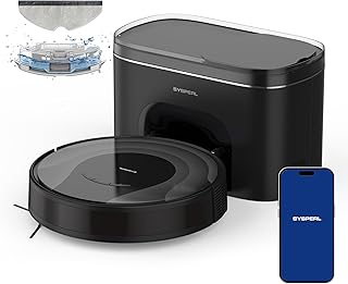 SYSPERL Climee Robot Vacuum Cleaner,Robotic Vacuum and Mop Combo self Emptying for Pet Hair,3 in 1 Smart Sweeping,Powerful Suction,Cleans Hard Floors to Medium-Pile Carpets,Black