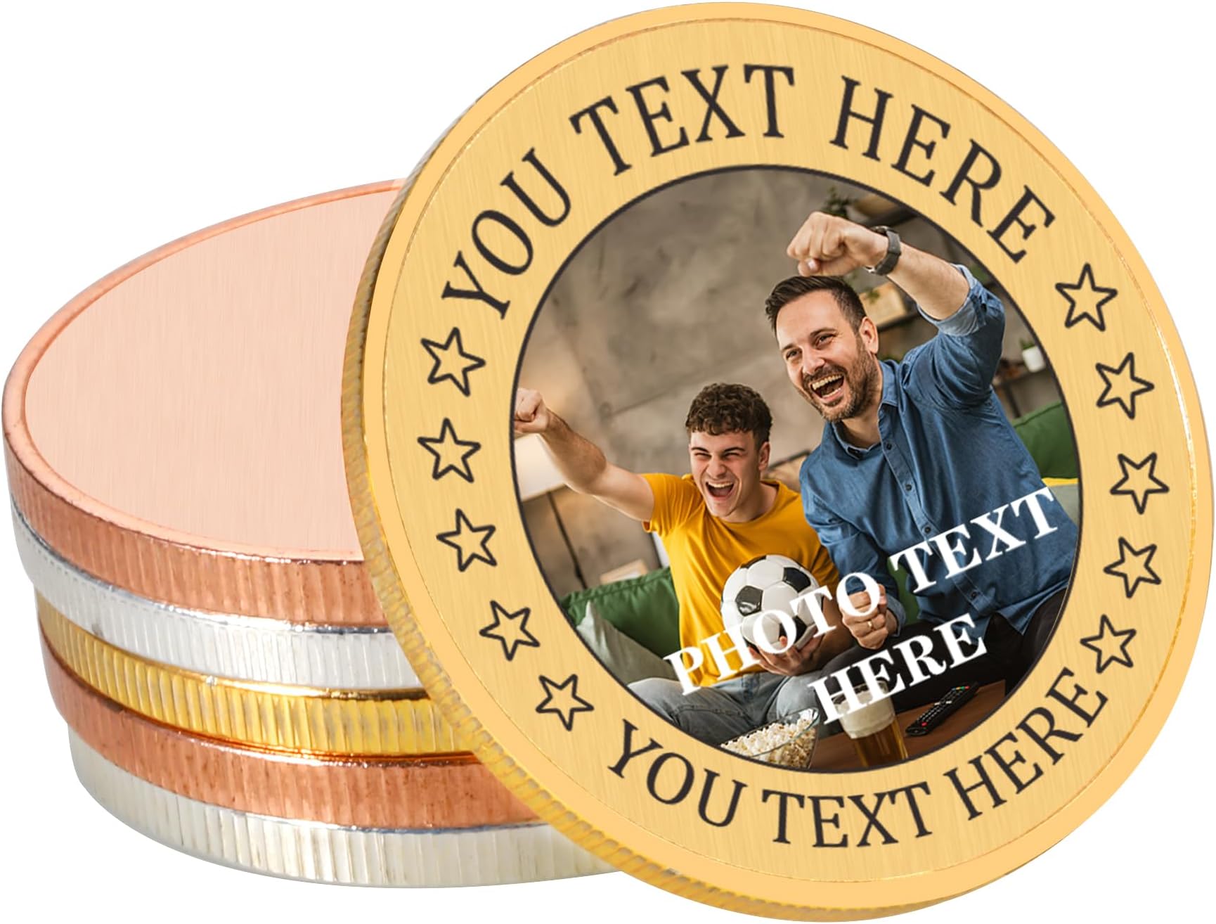 Generic Custom Challenge Coin, Engraved Logo Photo Text Decision Token for Sport Club Members Events, Personalized Bulk Gifts for Coworker Appreciation, Wedding Gifts