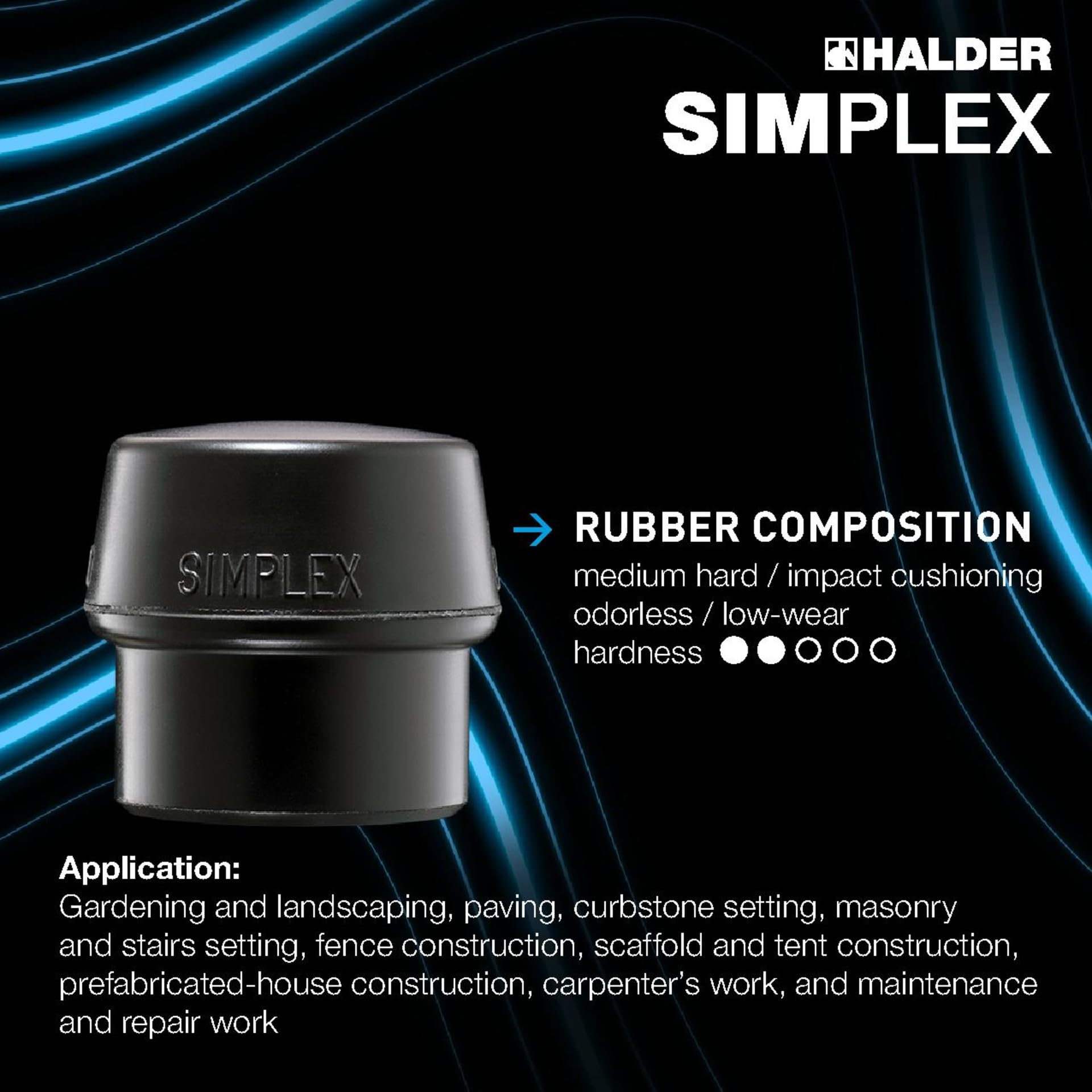 Simplex-Plusbox zestaw startowy, Simplex młotek ochronny D80, kompozycja gumowa/superplastik, z obudową z żeliwa ciągliwego oraz wkładka udarowa, kompozycja gumowa z nóżką i nożem | 3027s028