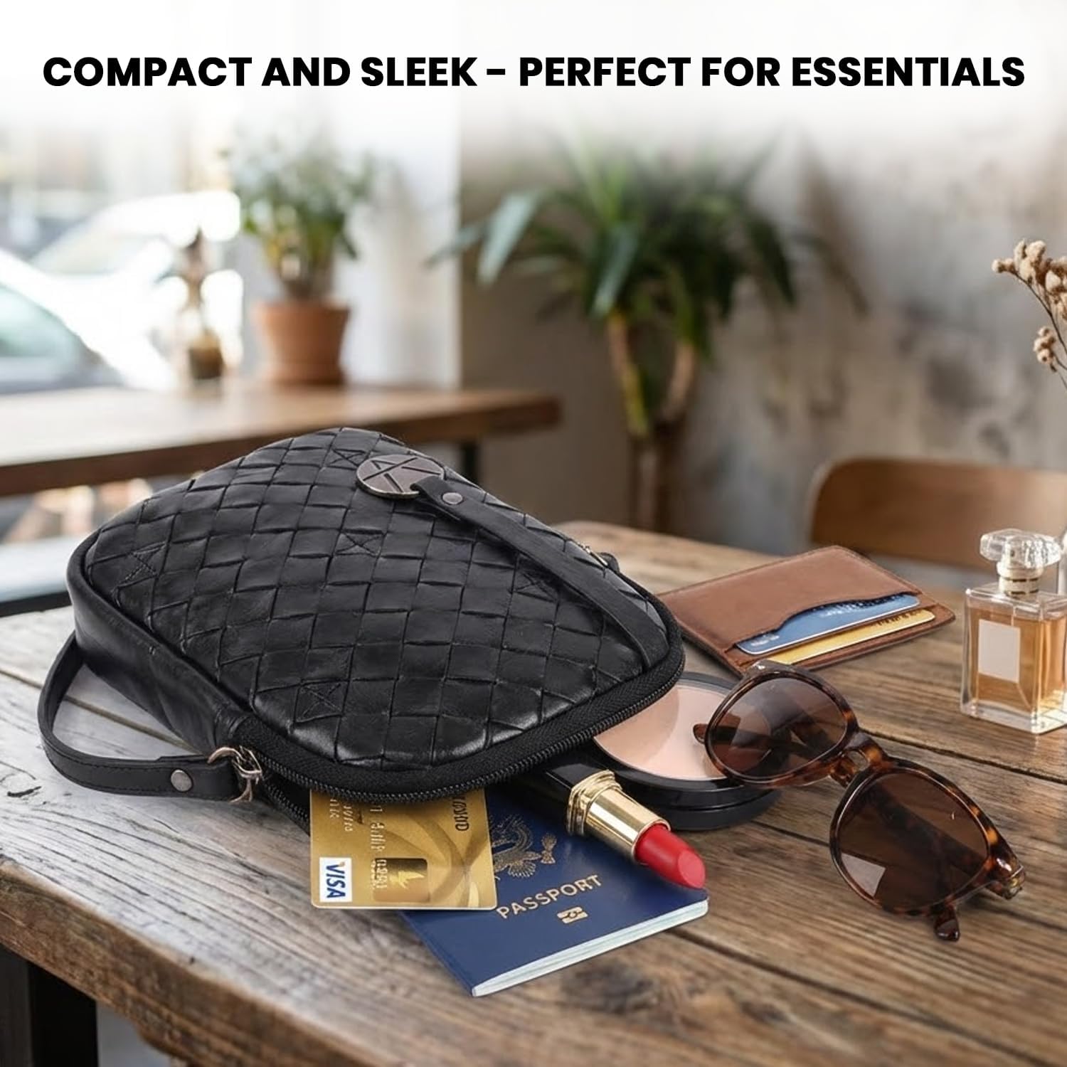 Genuine Leather Small Leather Crossbody Bags For Women Cell Phone Purse With Adjustable & Detachable Strap