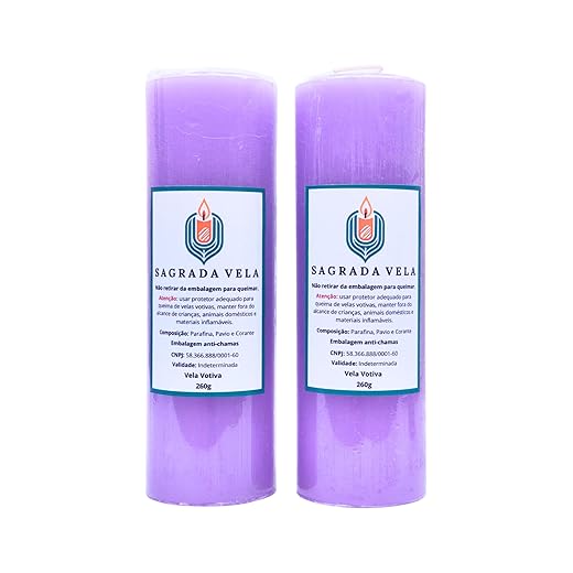 KIT C/2 VELAS VOTIVA 7 DIAS 260G SAGRADA VELA (LILÁS)