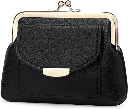 SENDEFN Kiss Lock Coin Purse Pouch for Women Small Change Pocket Wallet with 2 Credit Card Slot