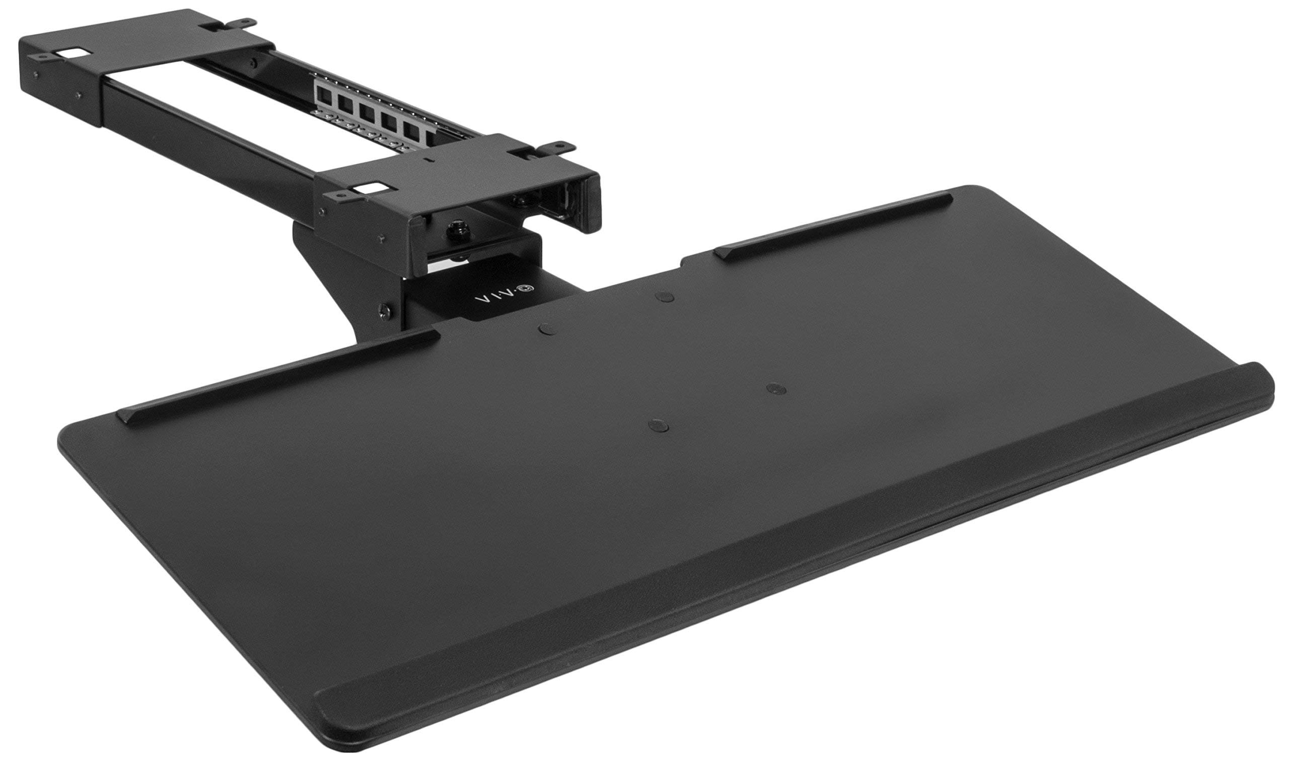 Photo 1 of VIVO Adjustable Computer Keyboard and Mouse Platform Tray Deluxe Smooth Rolling Track Under Table Desk Mount, Black, MOUNT-KB04C