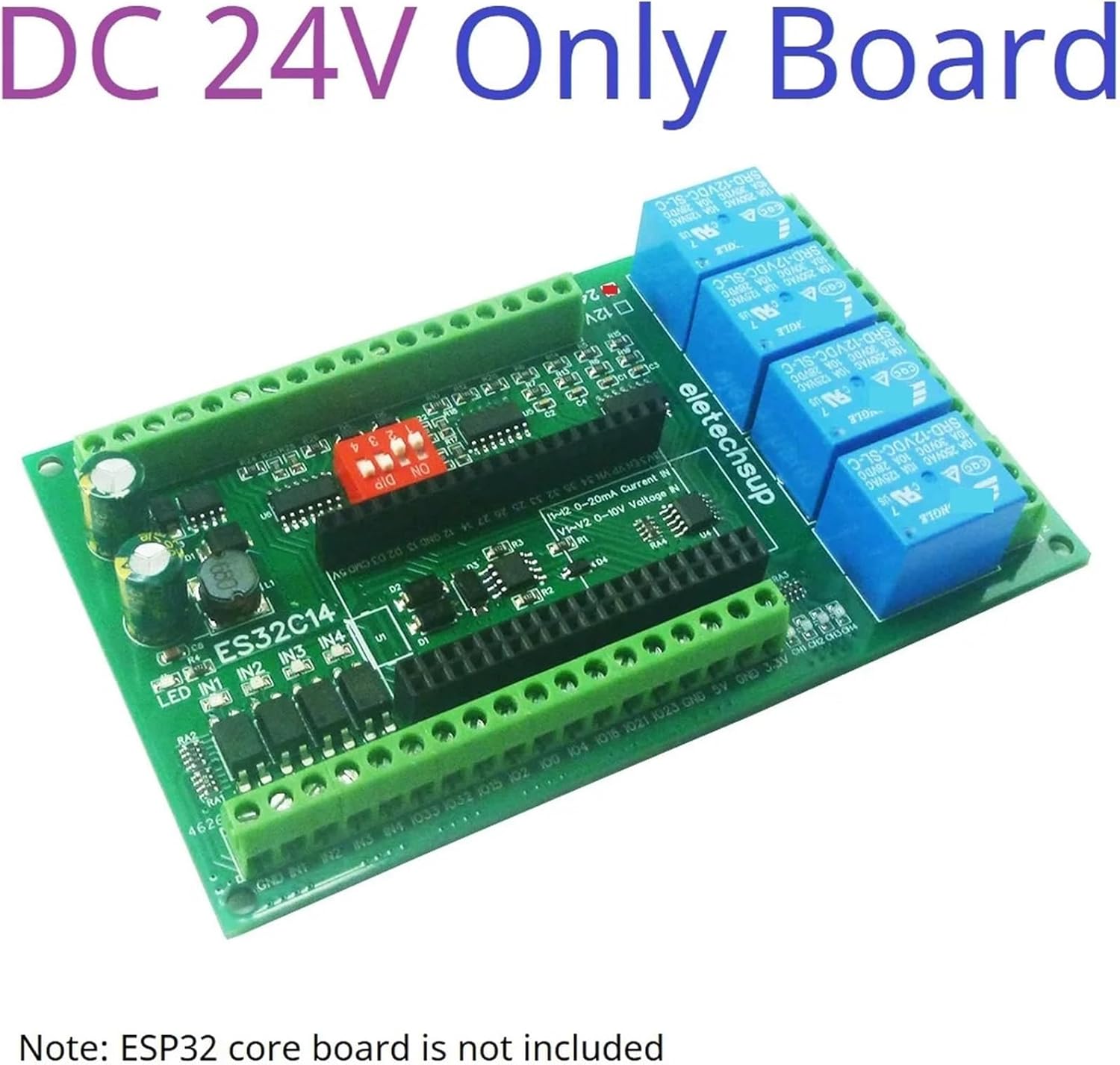 DC 12V 24V ESP32 Expansion Board ES32C14 Module for PLC Smart Home IOT DIY Digital Analog DAC ADC IO Relay Switch18(DC 24V Only Board)