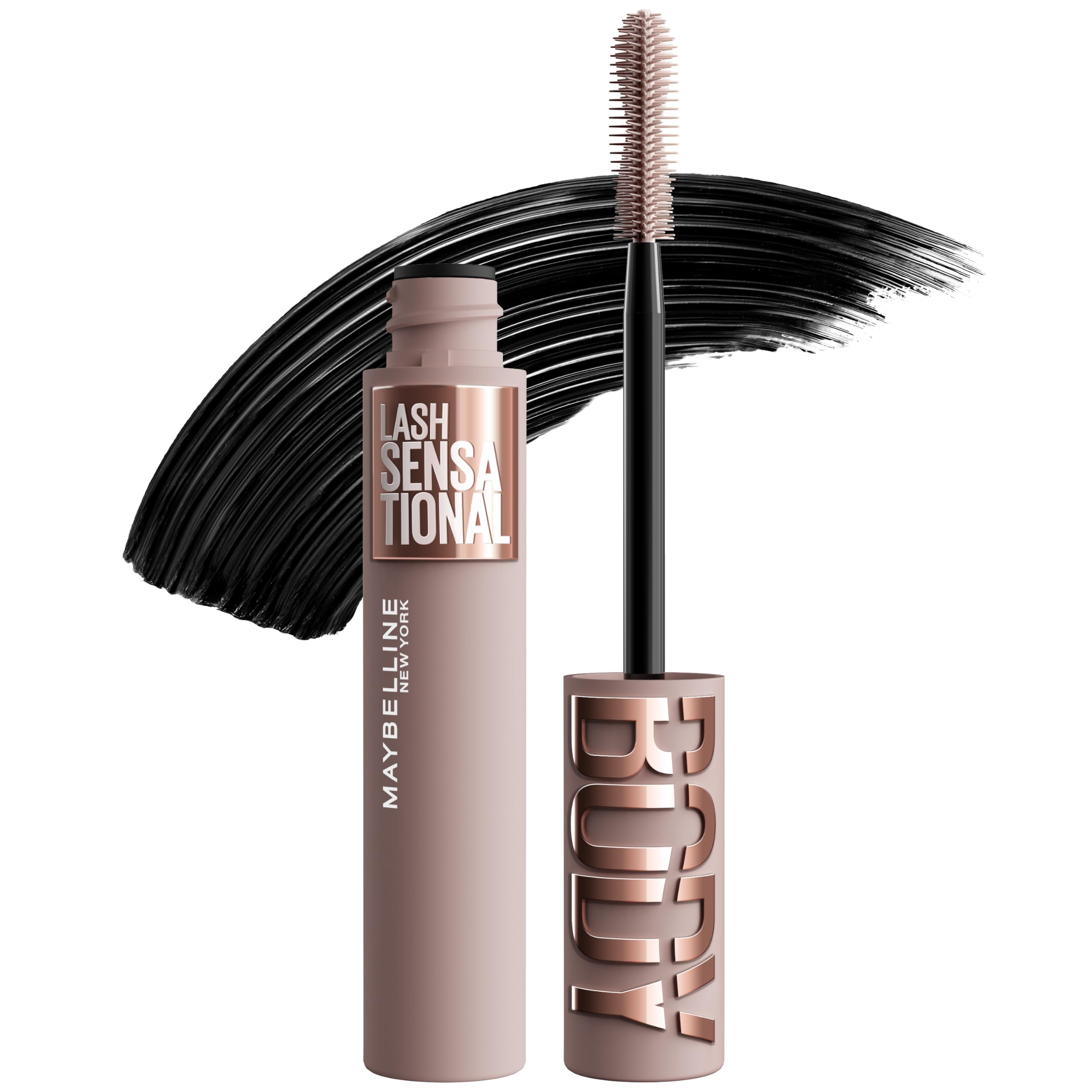 Maybelline New York Body Lash Sensational, mascara zwiększająca objętość, odpowiednia dla wrażliwych oczu, długa trwałość, odporny na rozmazywanie i pot, kolor: czarny,
