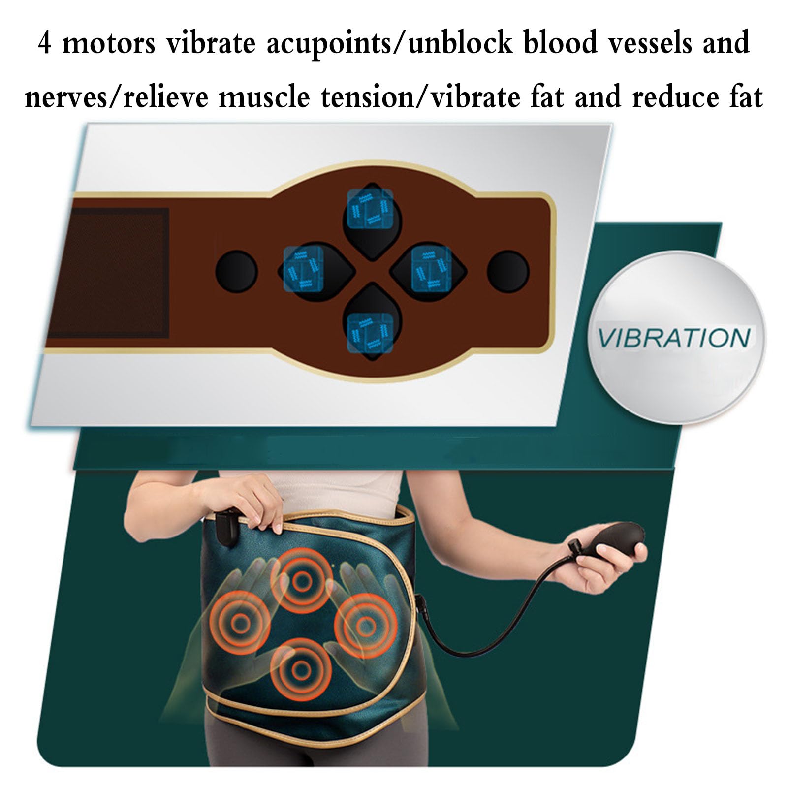 Cinturón Sauna Masajeador Abdominal Vibración con Compresión Caliente, Cinturón Terapia Adelgazamiento Calentado para Dar Forma a Curva Cintura, Masaje Piernas por Infrarrojos Lejanos