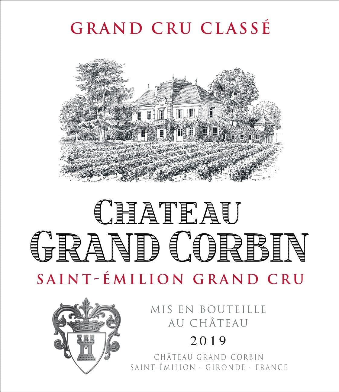 Château Grand Corbin - Vin Rouge - AOP Saint-Emilion Grand Cru - Millésime 2019 - 1 bouteille x 75cl
