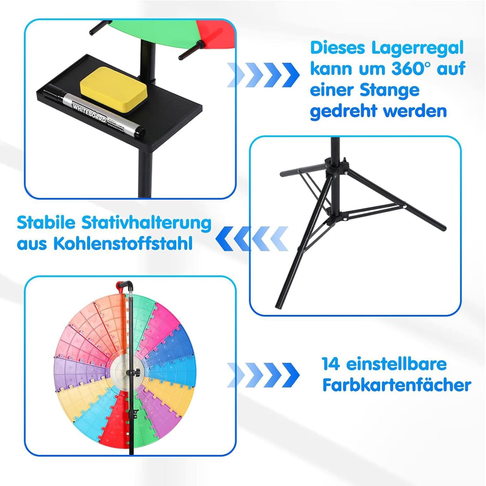 SpinningPrize Wheel kołowrotek do nagród ze stojakiem 14 przegródek ruletka na stół z markerem