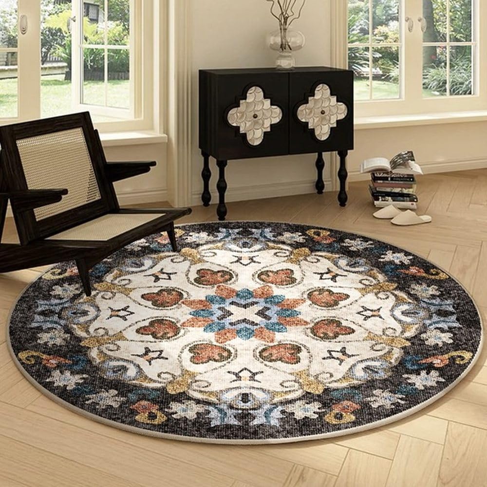 Tapis de salon rond anti-froid pour sol doux de chambre ou vestiaire en peluche SY402
