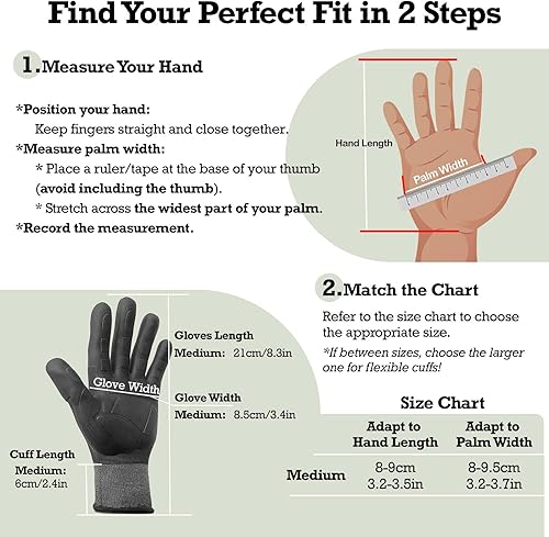 Miniatura 6 de Guantes de jardinería a prueba de espinas para mujeres y hombres (paquete de 2), agarre antideslizante 3X, palma TPE reforzada y nailon