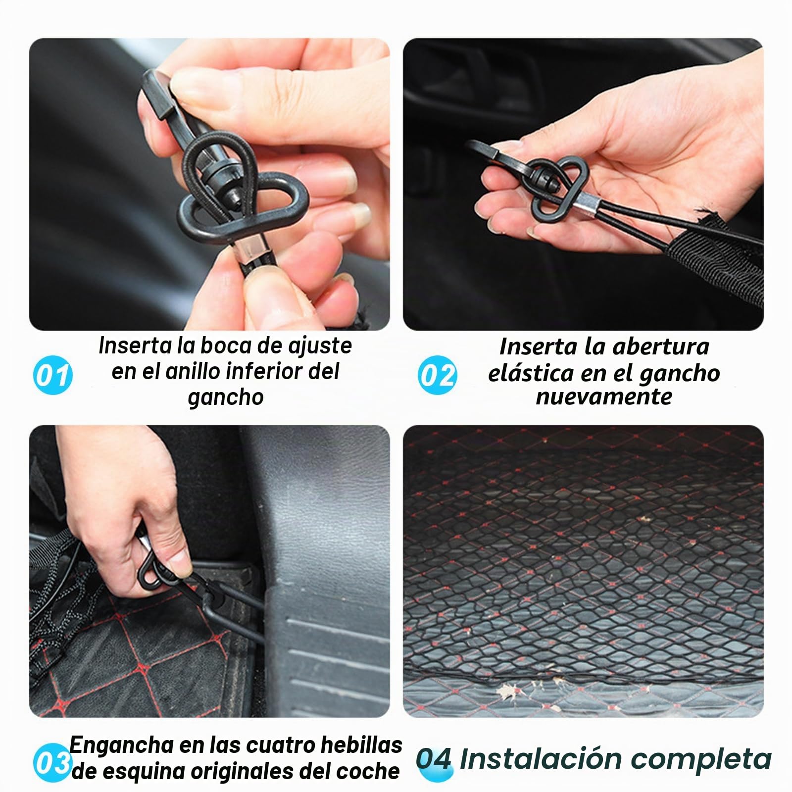 Rejilla de protección para coche, red de separación de barreras para perros, ganchos de polipropileno, color negro, elasticidad, 120 x 90 cm