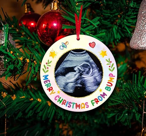 Miniatura 4 de FaCraft Marco de fotos de ultrasonido, adornos de Navidad, marco de fotos de ecograma para bebé, para papá, mamá, embarazada, futuros padres,