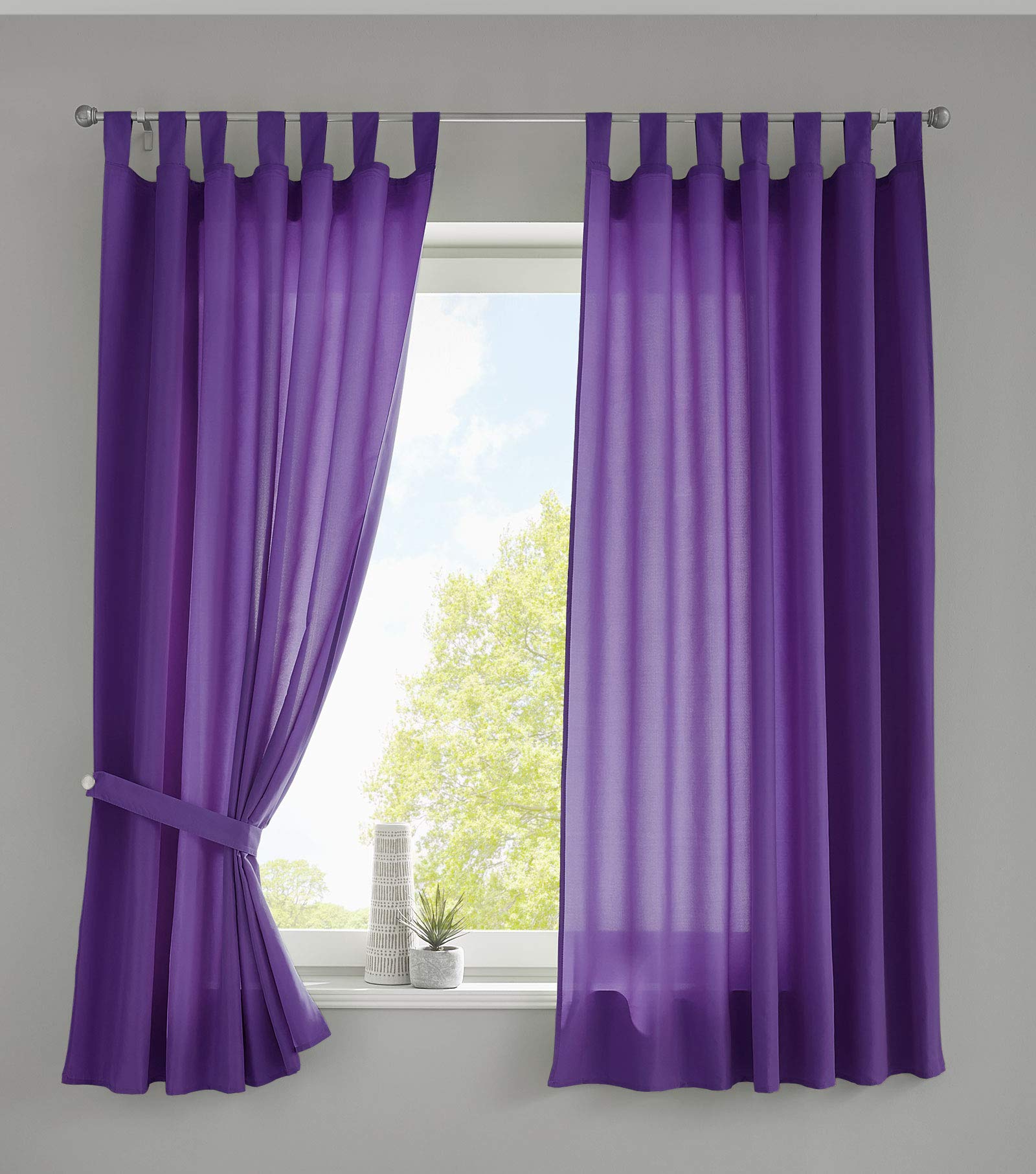 Gardinenbox Berlín 20400N2 - Juego de 2 Cortinas (175 x 140 cm), Color Morado OEKO-TEX STANDARD 100