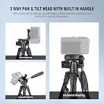 NEEWER Basic Mini Desk Tripod for Camera with 3 Way Pan Tilt Head & Handle, Small Portable Metal Tabletop Selfie Stick Stand with 1/4" Screw for DSLR Vlog Video Recording, Max Load 13.2lb, TP02