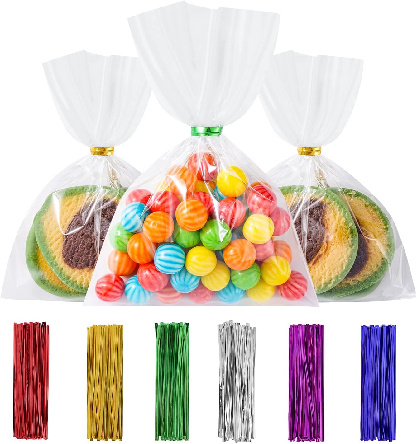 Nistar 200PCS 4x6Inch Cookie Bags With Twist Ties, Cello Treat Bags Party Favor Bags Clear Cellophane Bags Small Candy Cookie Bags Plastic Goodie Bags for DonutsBakery,Birthday,Wedding,Gift Wrapping
