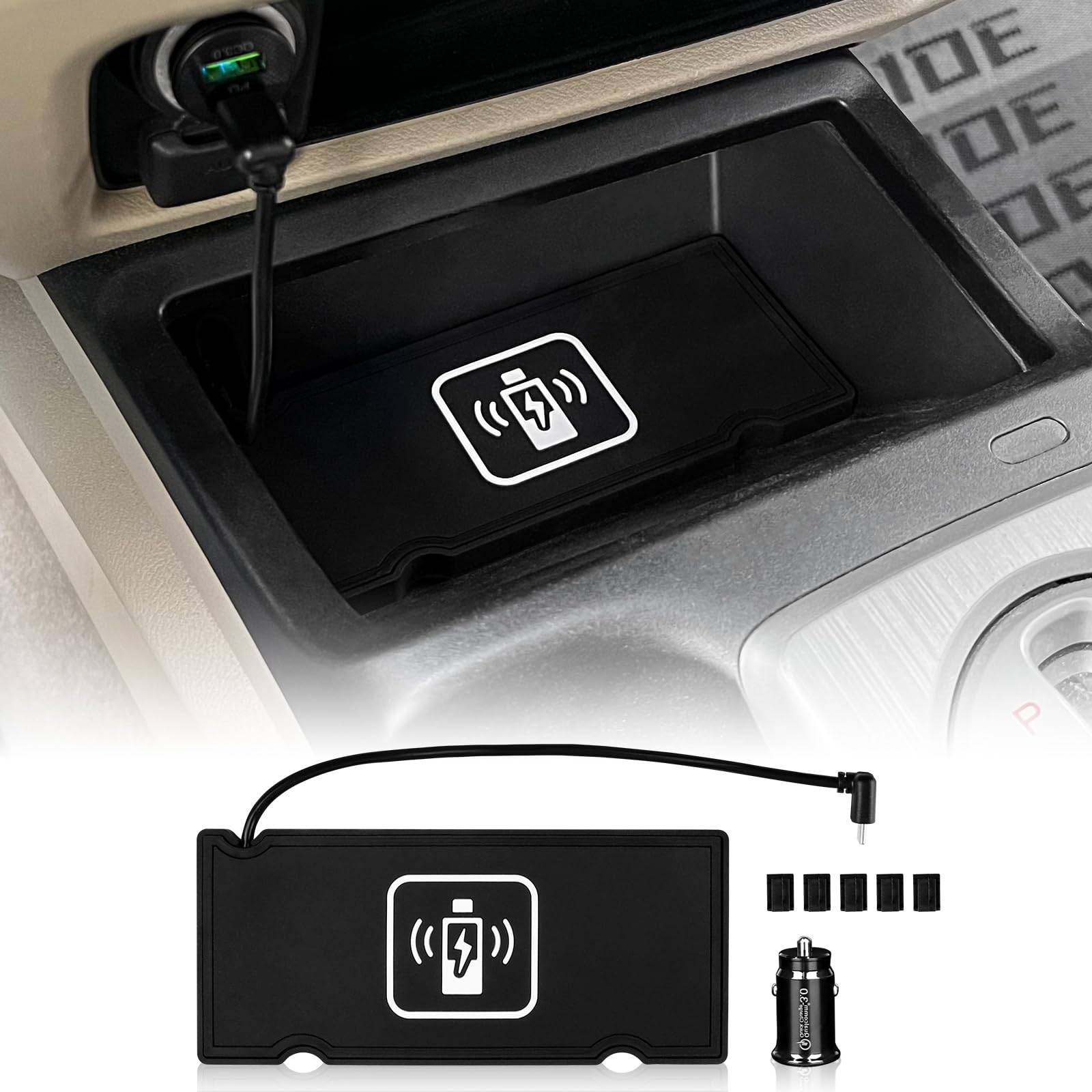 FDAIUN Compatible with Honda Civic 2005 2006 2007 2008 2009 2010 2011 Wireless Charger Pad Silicone Dual Charging Ports Adapter for Smartphone Phone