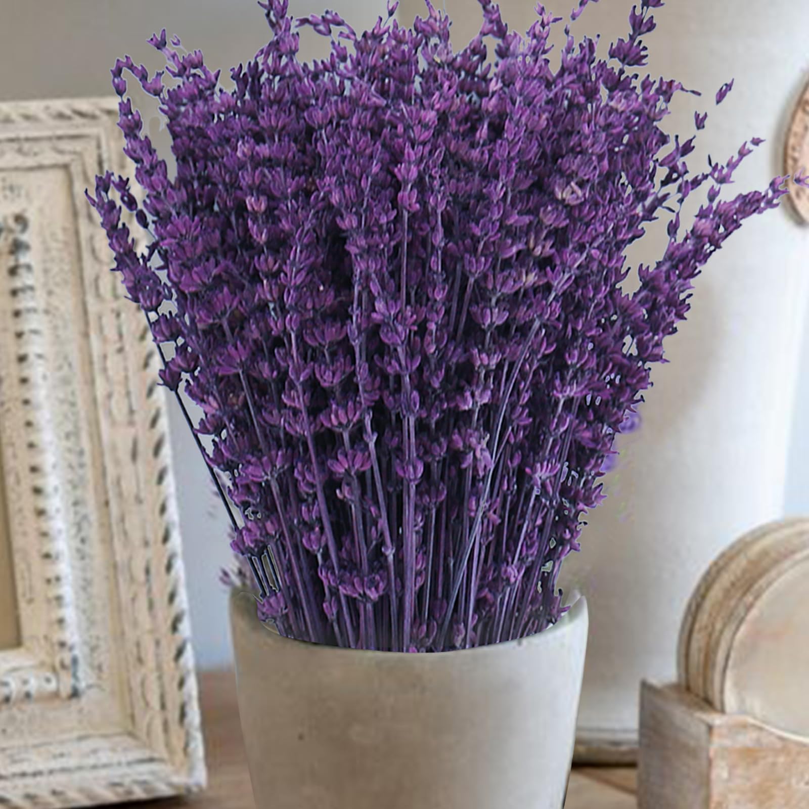 Dried Purple Lavender Flowers Bundle-Dried Preserved Lavender Bouquet 8-12" for Shower Weeding Home Vase Decor, Crafts, Aromatherapy, Fragrance, Fresh Silk Dry Live Plants, 90g(3.17oz)