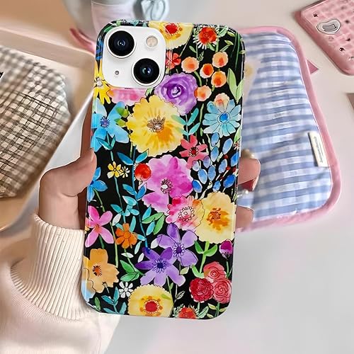 Miniatura 5 de J.west Funda compatible con iPhone 14 para mujer, bonito diseño floral femenino, patrón kawaii de flores silvestres en acuarela para niñas