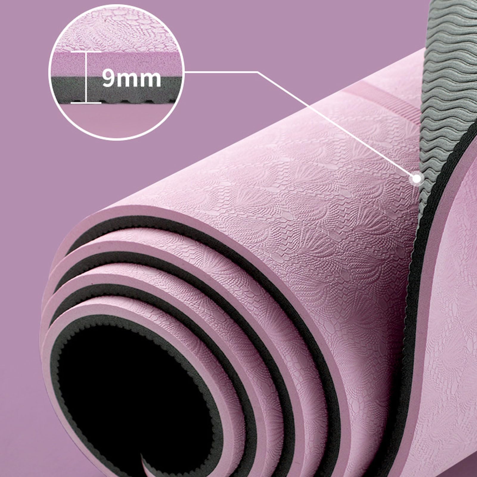Yogamatte Rutschfest Dicker, Fitnessmatte Sportmatte mit Ausrichtungslinien, Pilates Matte Gymnastikmatte mit Tragegurt für Yoga-Anfänger, Fitness und Turner (A 185x80x0.7cm)