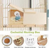 Vista 5 de PINVNBY Caja Nidificante de Madera para Pájaros con Ventana Visual Transparente, Caja de Nidificación de Periquitos con Tablero Desmontable
