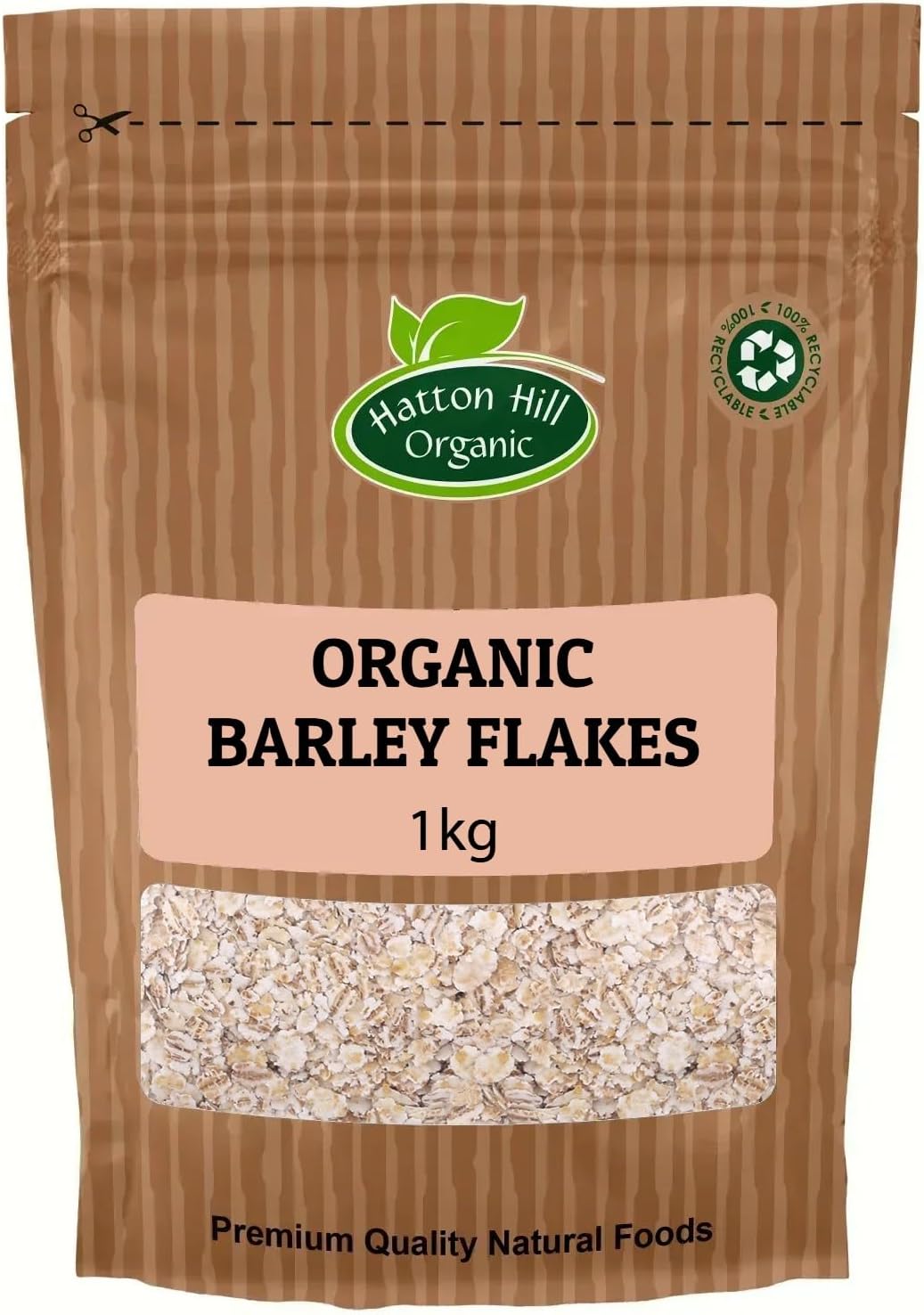 Organic Barley Flakes 1kg by Hatton Hill Organic | Nutritious and Versatile for Breakfast, Baking, and Cooking