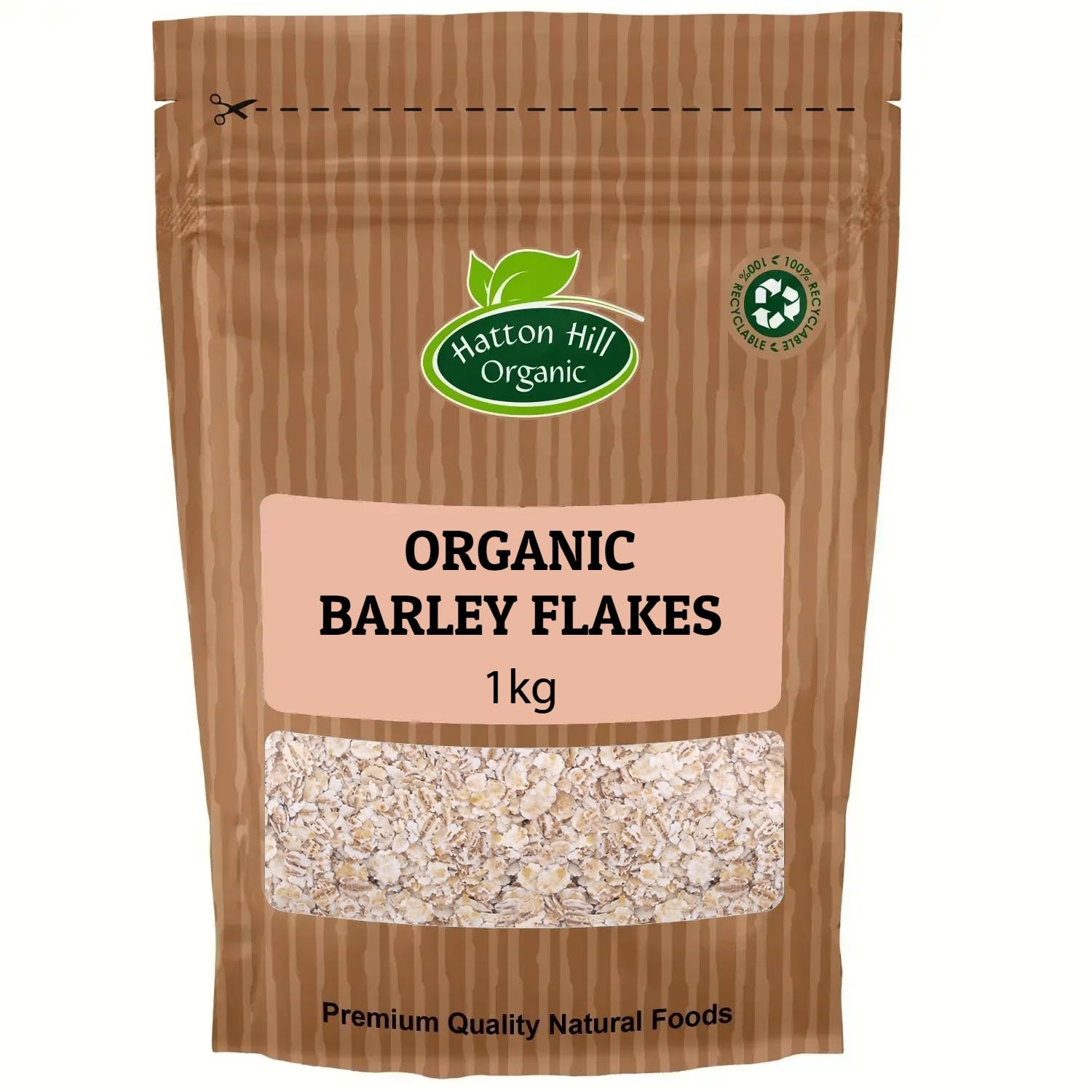 Organic Barley Flakes 1kg by Hatton Hill Organic | Nutritious and Versatile for Breakfast, Baking, and Cooking